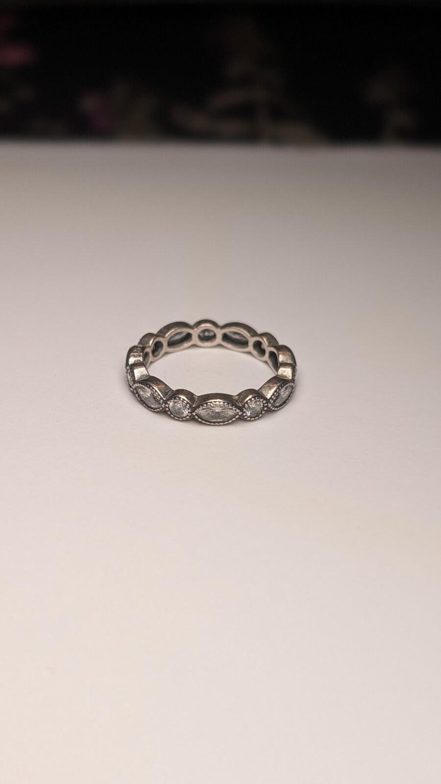 Genuine Sterling Silver Pandora CZ Ring | Size L 1/2 | S925 ALE Silver