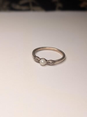 Genuine Sterling Silver Pandora Pearl Ring | Size L 1/2 | S925 ALE Silver