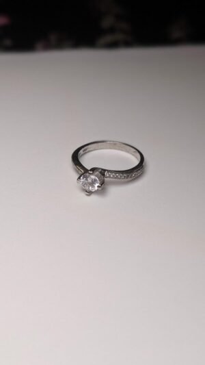 Vintage Sterling Silver Curved CZ Ring | Size O | 925 Silver