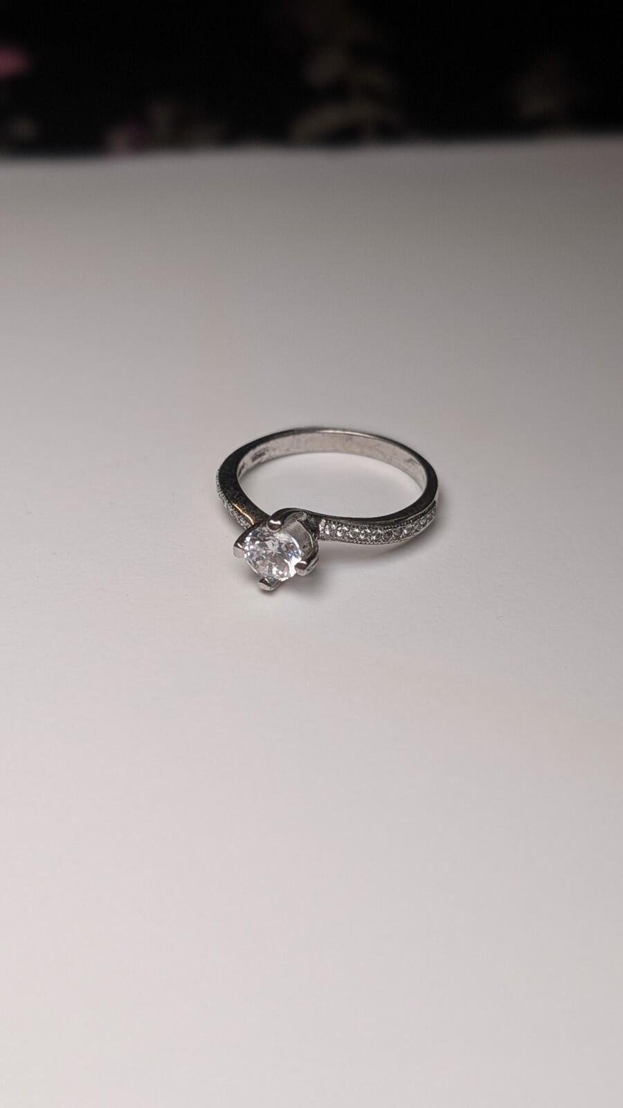 Vintage Sterling Silver Curved CZ Ring | Size O | 925 Silver