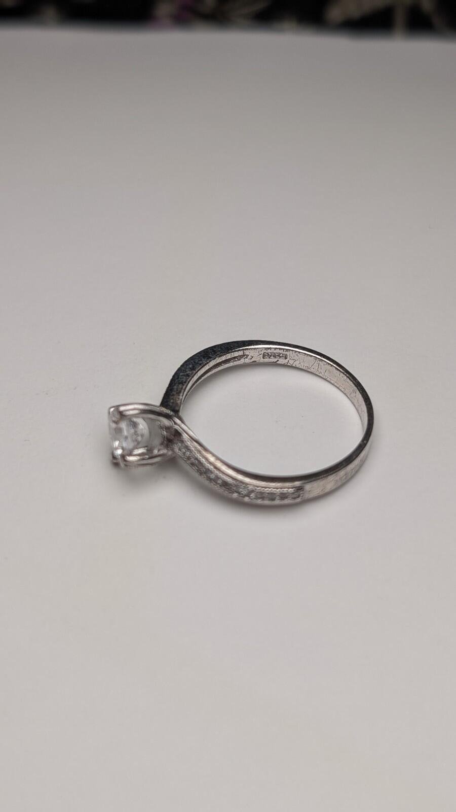 Vintage Sterling Silver Curved CZ Ring | Size O | 925 Silver - Image 2