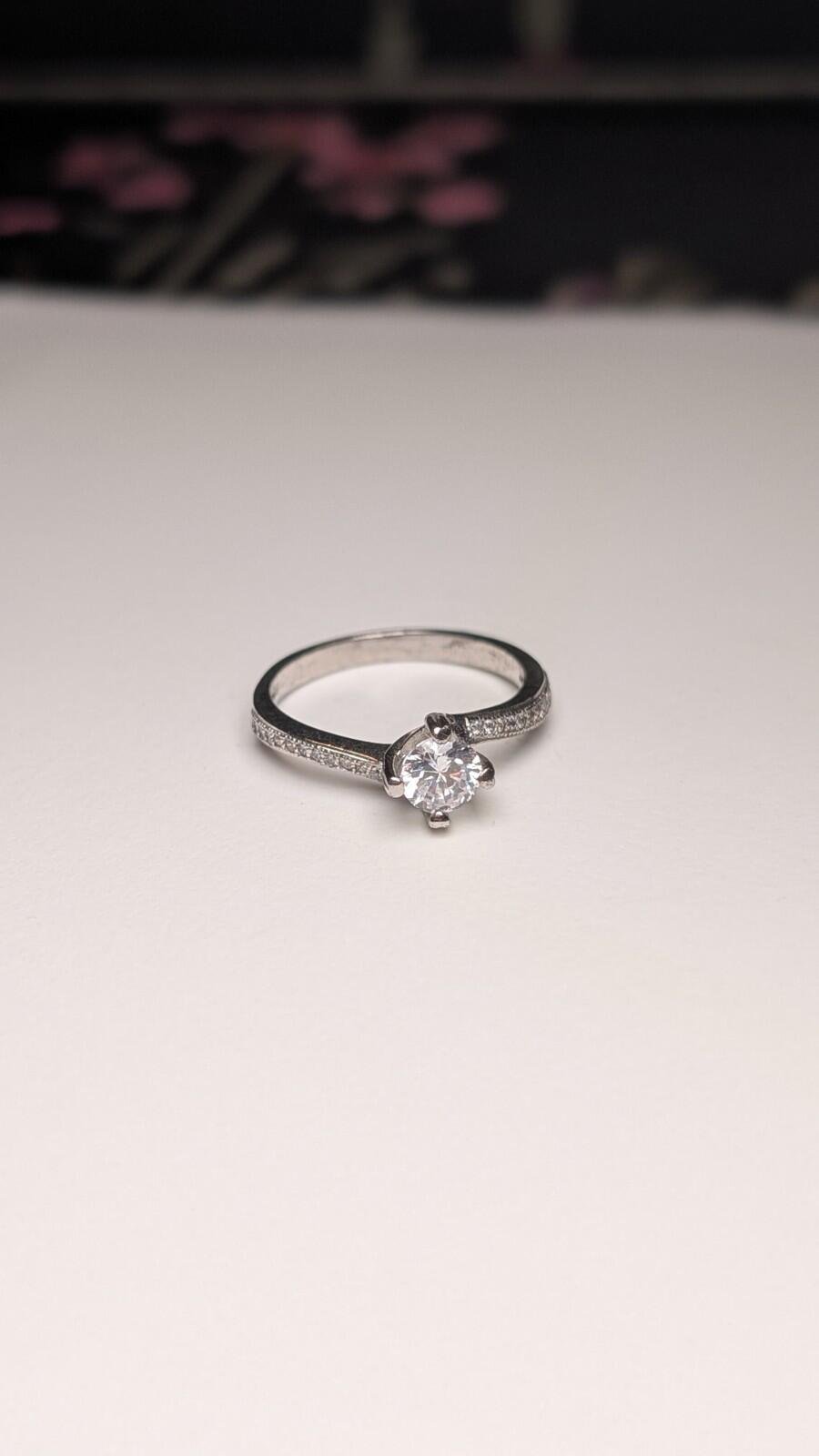 Vintage Sterling Silver Curved CZ Ring | Size O | 925 Silver - Image 3