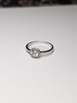 Vintage Sterling Silver Halo CZ Ring | Size O 1/2 | 925 Silver