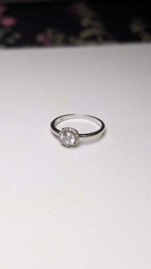 Vintage Sterling Silver Halo CZ Ring | Size O 1/2 | 925 Silver