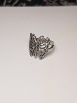 Vintage Sterling Silver Filigree Style Butterfly Ring | Size N | 925 Silver