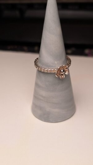Vintage Sterling Silver Daisy Flower Twine Ring | Size Q | 925 Silver