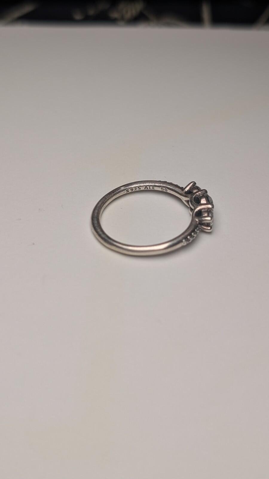 Genuine Sterling Silver Pandora 3 Stone CZ Ring | Size K | S925 ALE Silver - Image 4