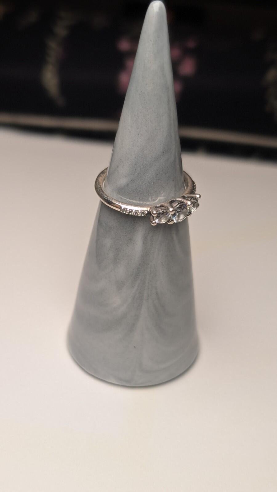 Genuine Sterling Silver Pandora 3 Stone CZ Ring | Size K | S925 ALE Silver - Image 6