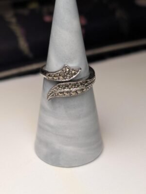 Vintage Sterling Silver Marcasite Gemstone Ring | Size P | 925 Silver