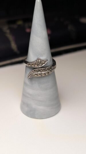 Vintage Sterling Silver Marcasite Gemstone Ring | Size P | 925 Silver
