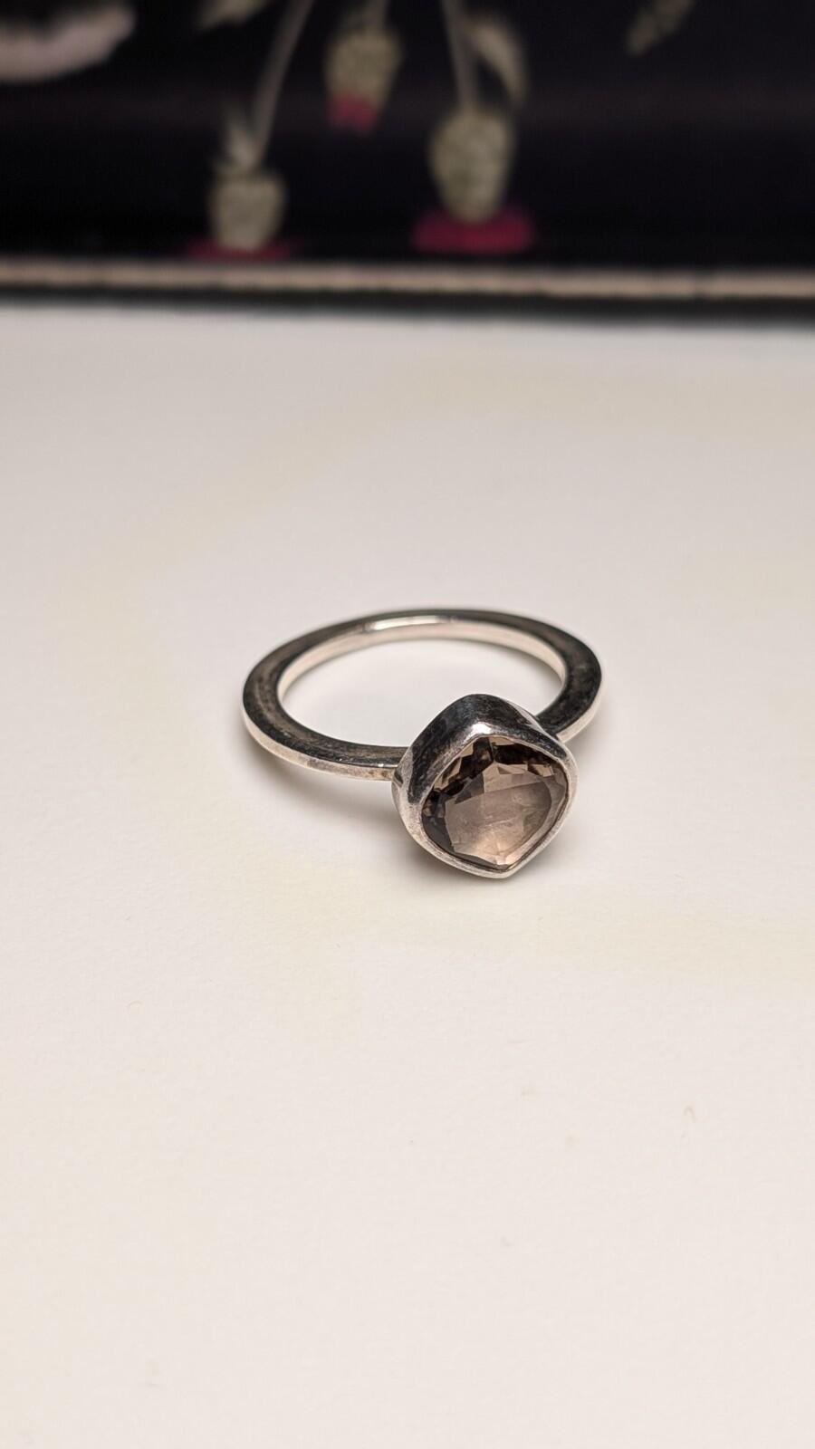 Vintage Sterling Silver Smoky Quartz Ring | Size S 1/2 | 925 Silver