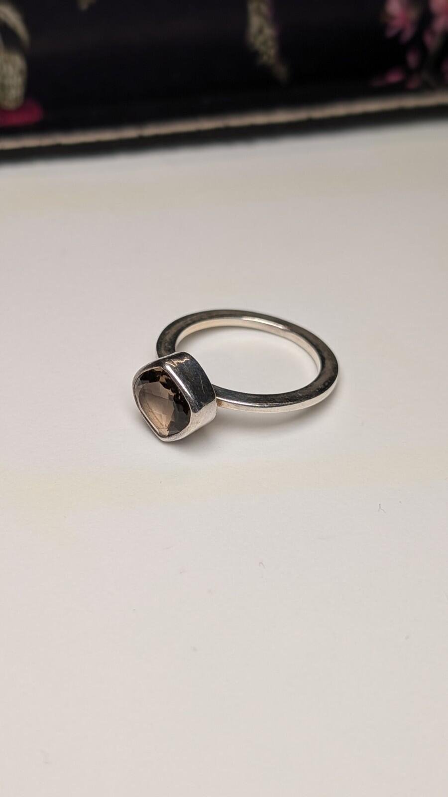 Vintage Sterling Silver Smoky Quartz Ring | Size S 1/2 | 925 Silver - Image 2