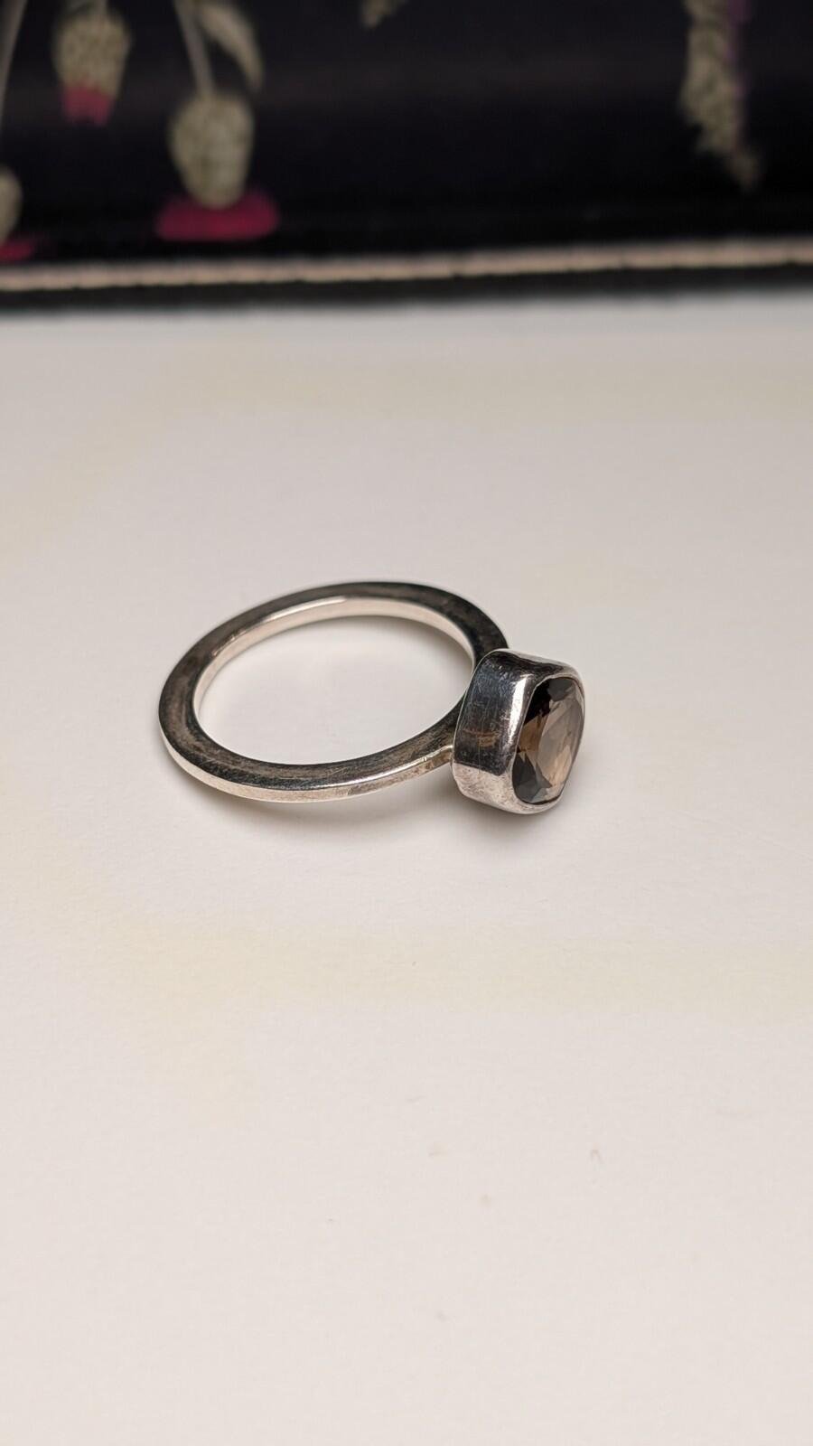 Vintage Sterling Silver Smoky Quartz Ring | Size S 1/2 | 925 Silver - Image 4
