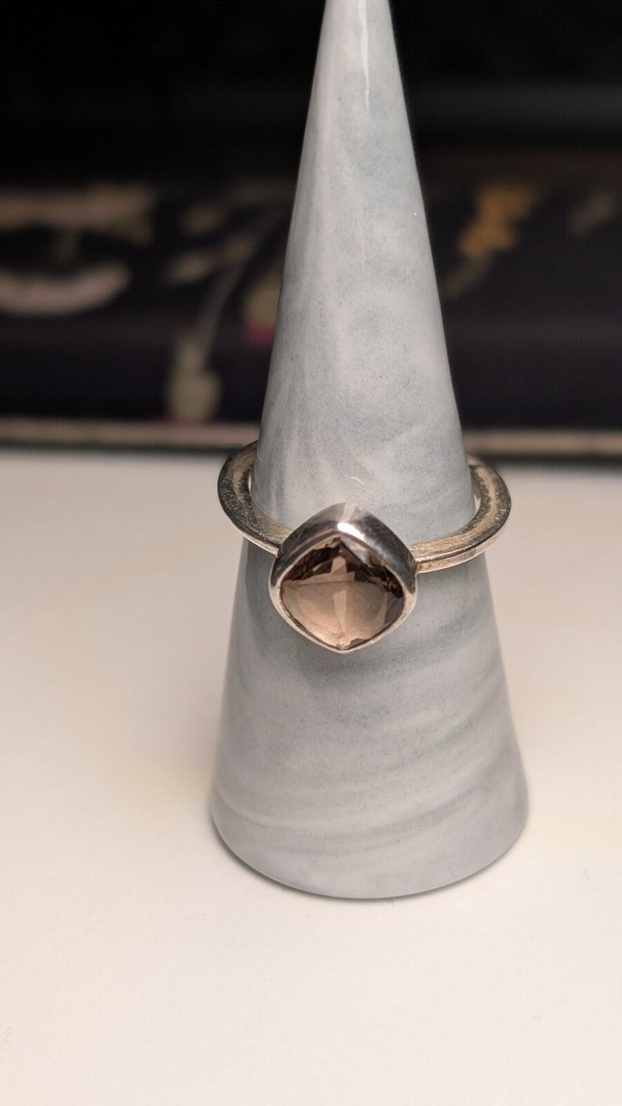 Vintage Sterling Silver Smoky Quartz Ring | Size S 1/2 | 925 Silver - Image 5