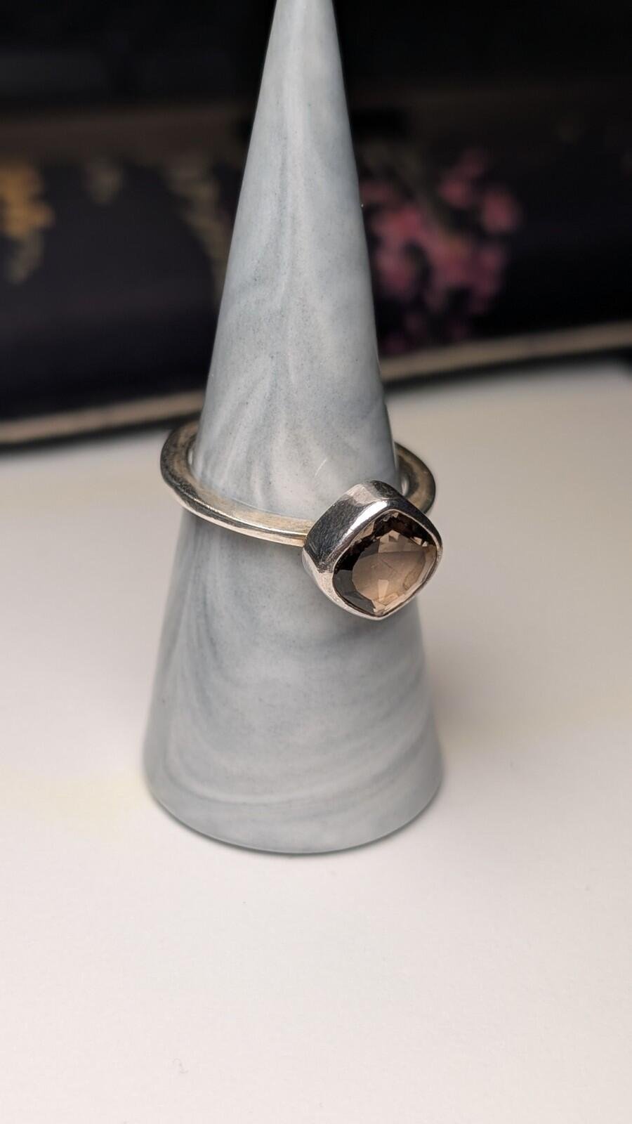 Vintage Sterling Silver Smoky Quartz Ring | Size S 1/2 | 925 Silver - Image 6