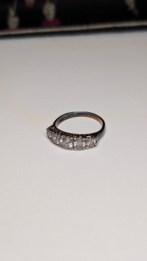 Vintage Sterling Silver 5 Stone Clear CZ Gemstone Ring | Size O | 925 Silver