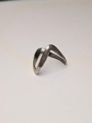 Vintage Sterling Silver Thin Double Wishbone Band Ring | Size Q | 925 Silver