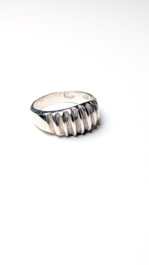 Vintage Sterling Silver Ribbed Ring | Size L 1/2 | 925 Silver