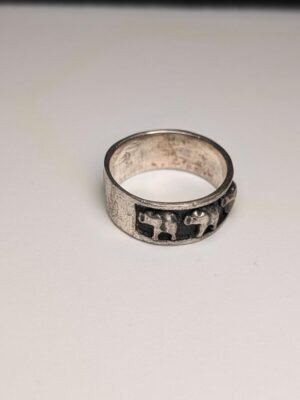 Vintage Sterling Silver Elephant Band Ring | Size T 1/2 | 925 Silver