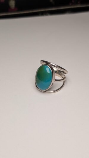 Vintage Sterling Silver Turquoise Ring | Size Q 1/2 | Strange Darker Toning