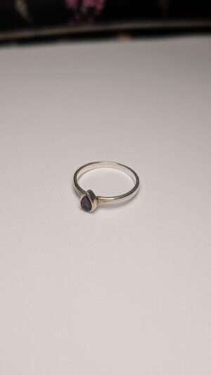 Vintage Sterling Silver Teardrop Amethyst Ring | Size Q 1/2 | 925 Silver