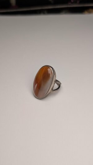 Vintage Sterling Silver Banded Agate Carnelian Ring | Size I 1/2 | 925 Silver