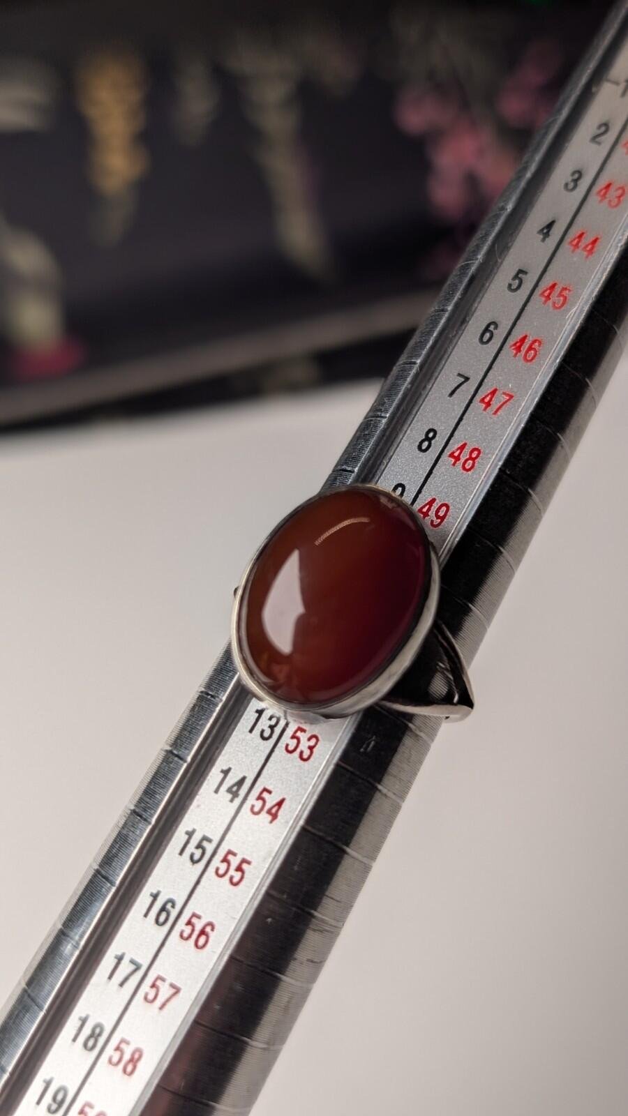 Vintage Sterling Silver Carnelian Gemstone Ring | Size L | 925 Silver - Image 9