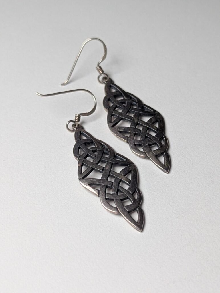 Vintage Sterling Silver Celtic Knott Wicca Earrings | 925 Silver Earrings