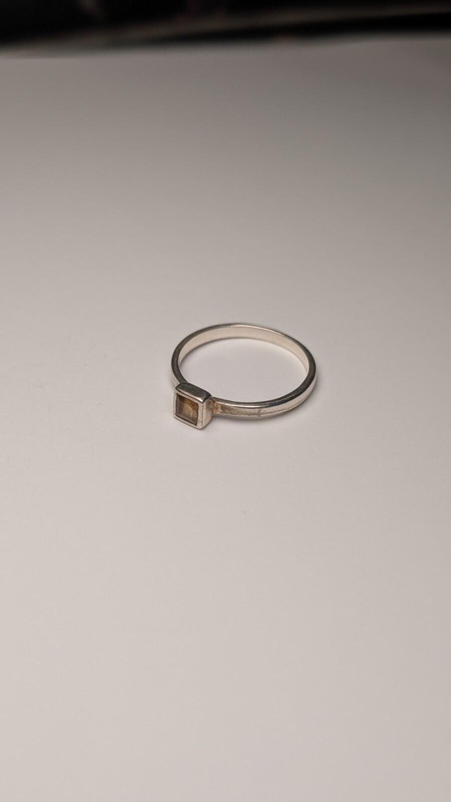 Vintage Sterling Silver Square Citrine Ring | Size Q 1/2 | 925 Silver - Image 2