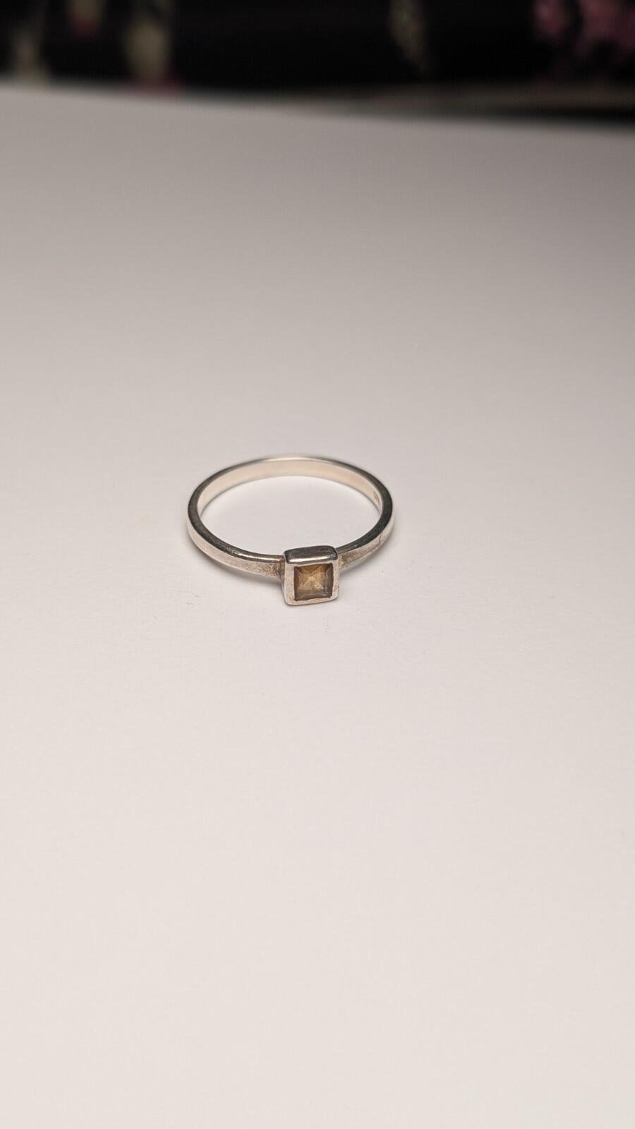 Vintage Sterling Silver Square Citrine Ring | Size Q 1/2 | 925 Silver - Image 3