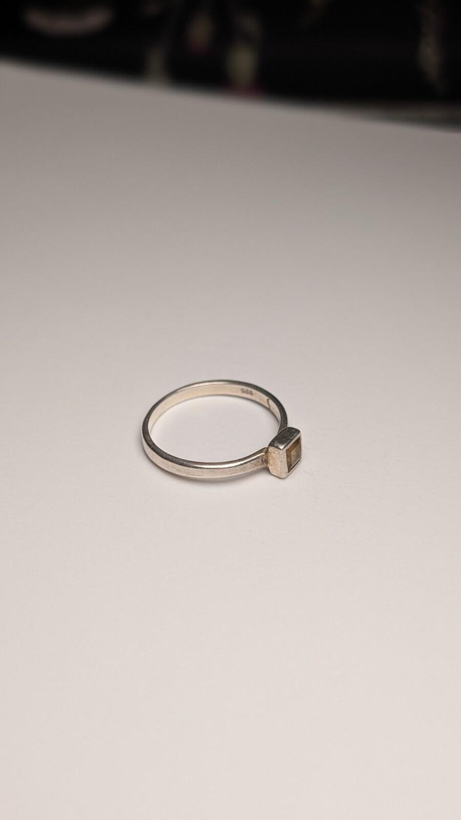 Vintage Sterling Silver Square Citrine Ring | Size Q 1/2 | 925 Silver - Image 4