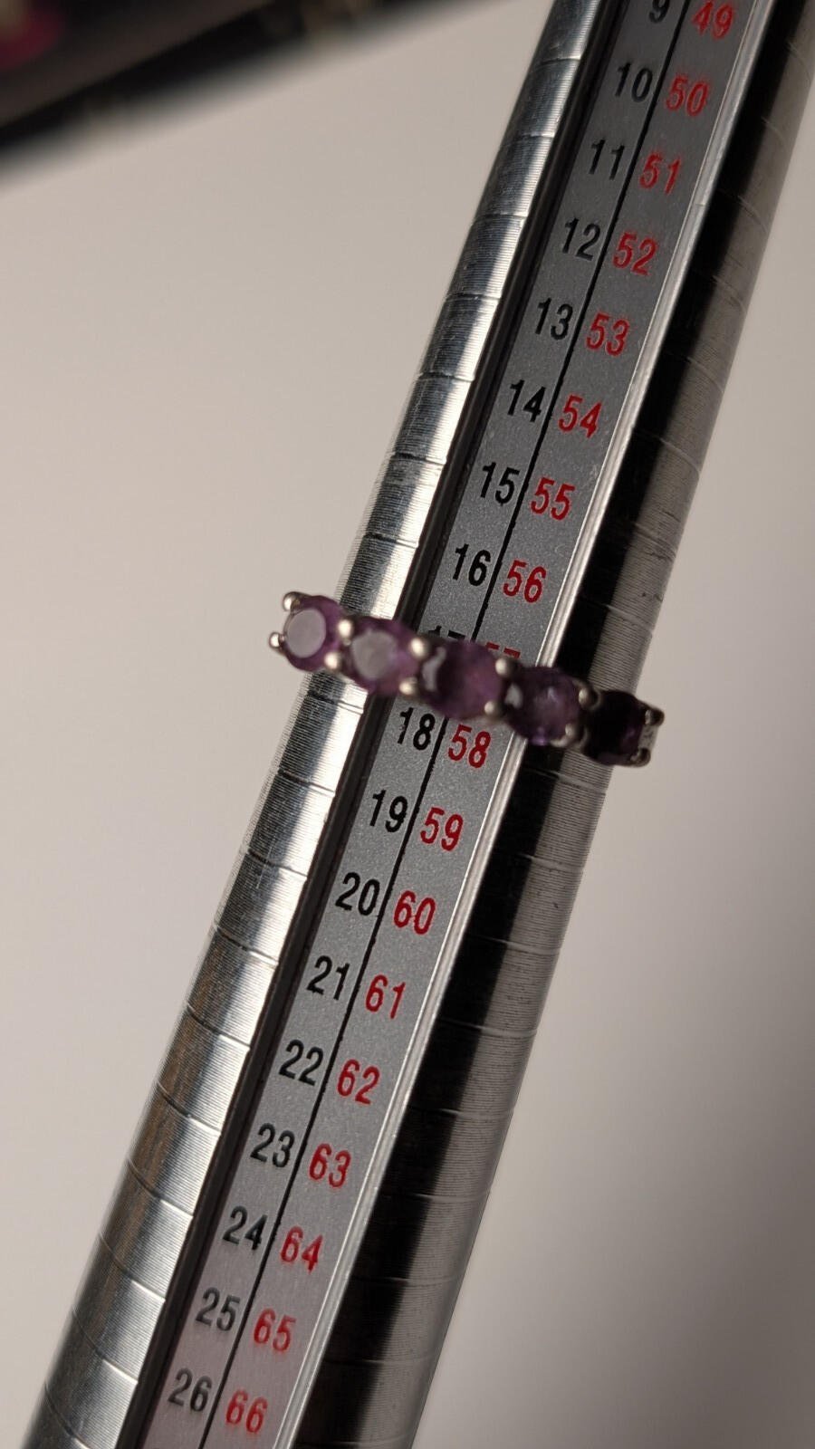 Vintage Sterling Silver 5 Stone Amethyst Ring | Size Q | 925 Silver - Image 10