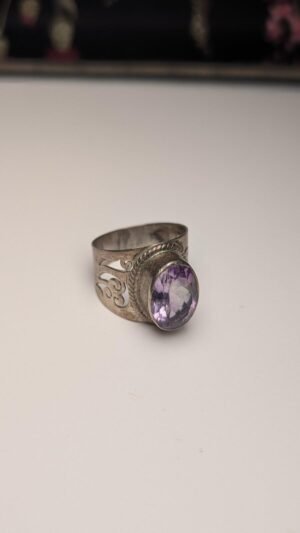 Vintage Sterling Silver Amethyst Gemstone Ring | Size Q 1/2 | 925 Silver
