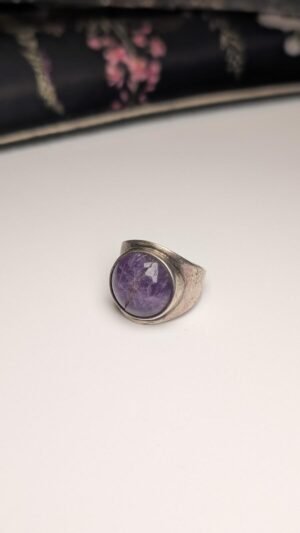 Vintage Sterling Silver 1971 Amethyst Ring | Size Q | 925 Silver | Cracked