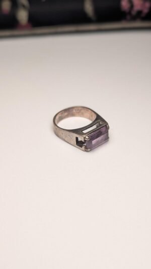 Vintage Sterling Silver Amethyst Gemstone Ring | Size M 1/2 | 925 Silver