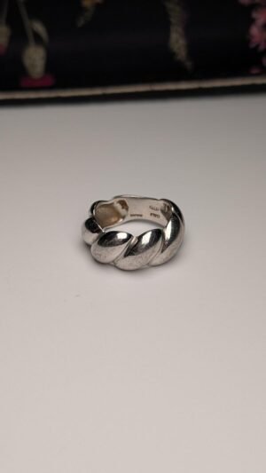 Vintage Sterling Silver Italian Ribbed Dome Ring | Size L 1/2 | 925 Silver