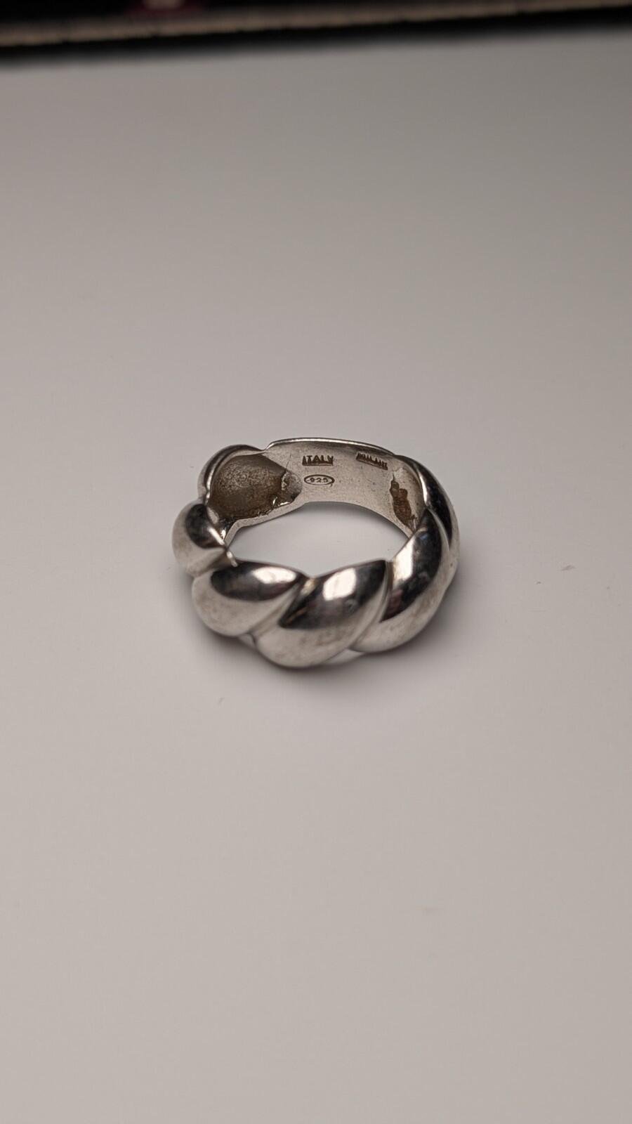 Vintage Sterling Silver Italian Ribbed Dome Ring | Size L 1/2 | 925 Silver - Image 3