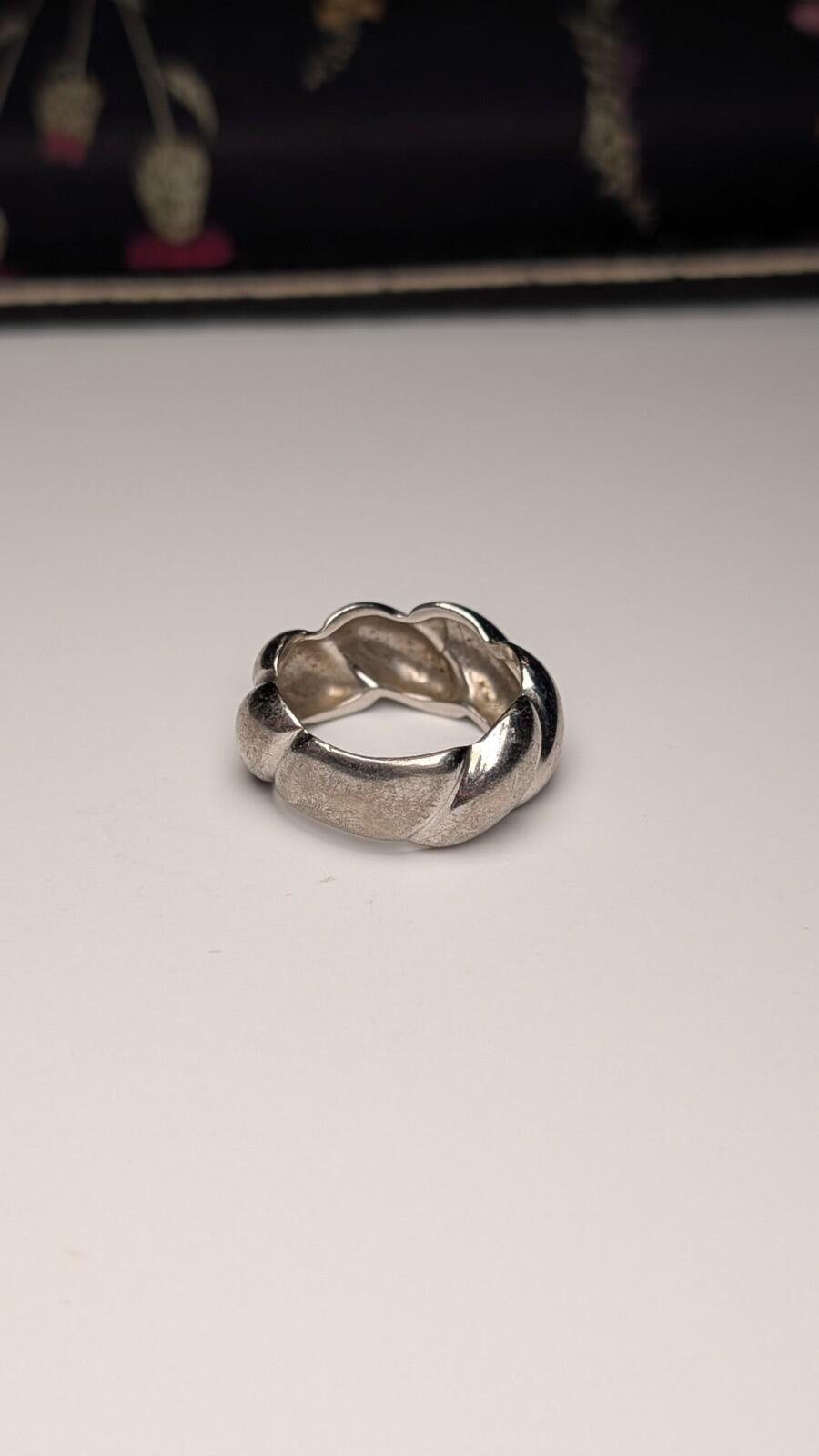 Vintage Sterling Silver Italian Ribbed Dome Ring | Size L 1/2 | 925 Silver - Image 5