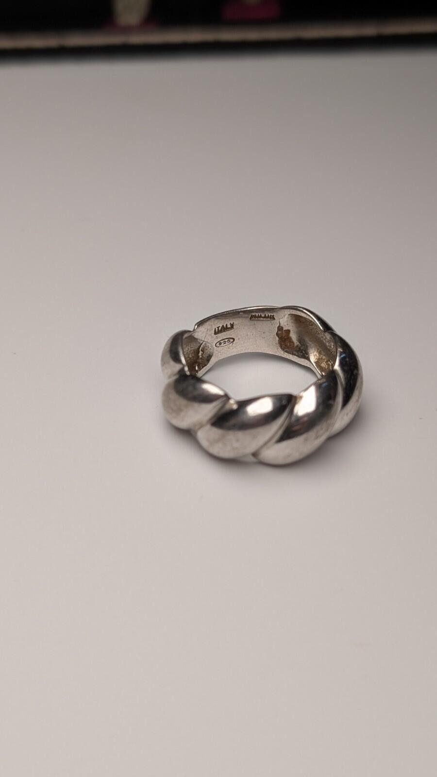 Vintage Sterling Silver Italian Ribbed Dome Ring | Size L 1/2 | 925 Silver - Image 6