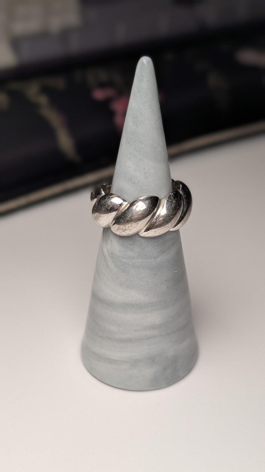 Vintage Sterling Silver Italian Ribbed Dome Ring | Size L 1/2 | 925 Silver - Image 7