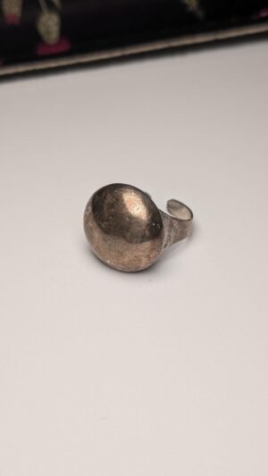 Vintage Sterling Silver Circle Button Ring | Size Q 1/2 (Resizable) | 7.15g
