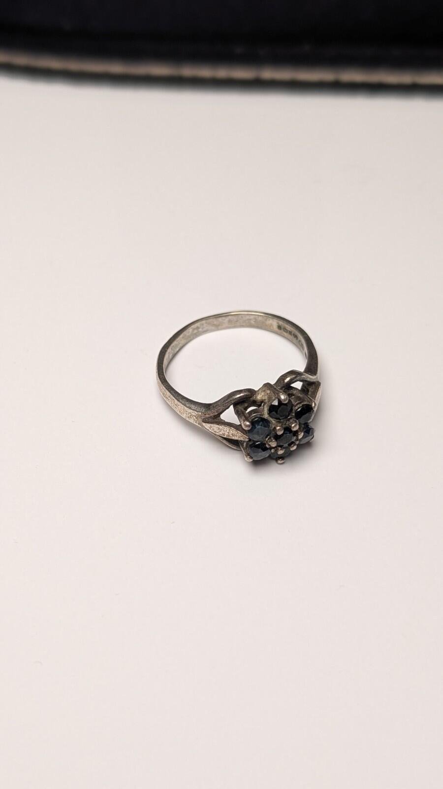 Vintage Sterling Silver 1981 Blue Gemstone Cluster Ring | Size P | 925 Silver - Image 3