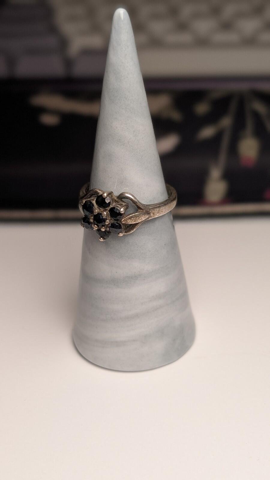 Vintage Sterling Silver 1981 Blue Gemstone Cluster Ring | Size P | 925 Silver - Image 4