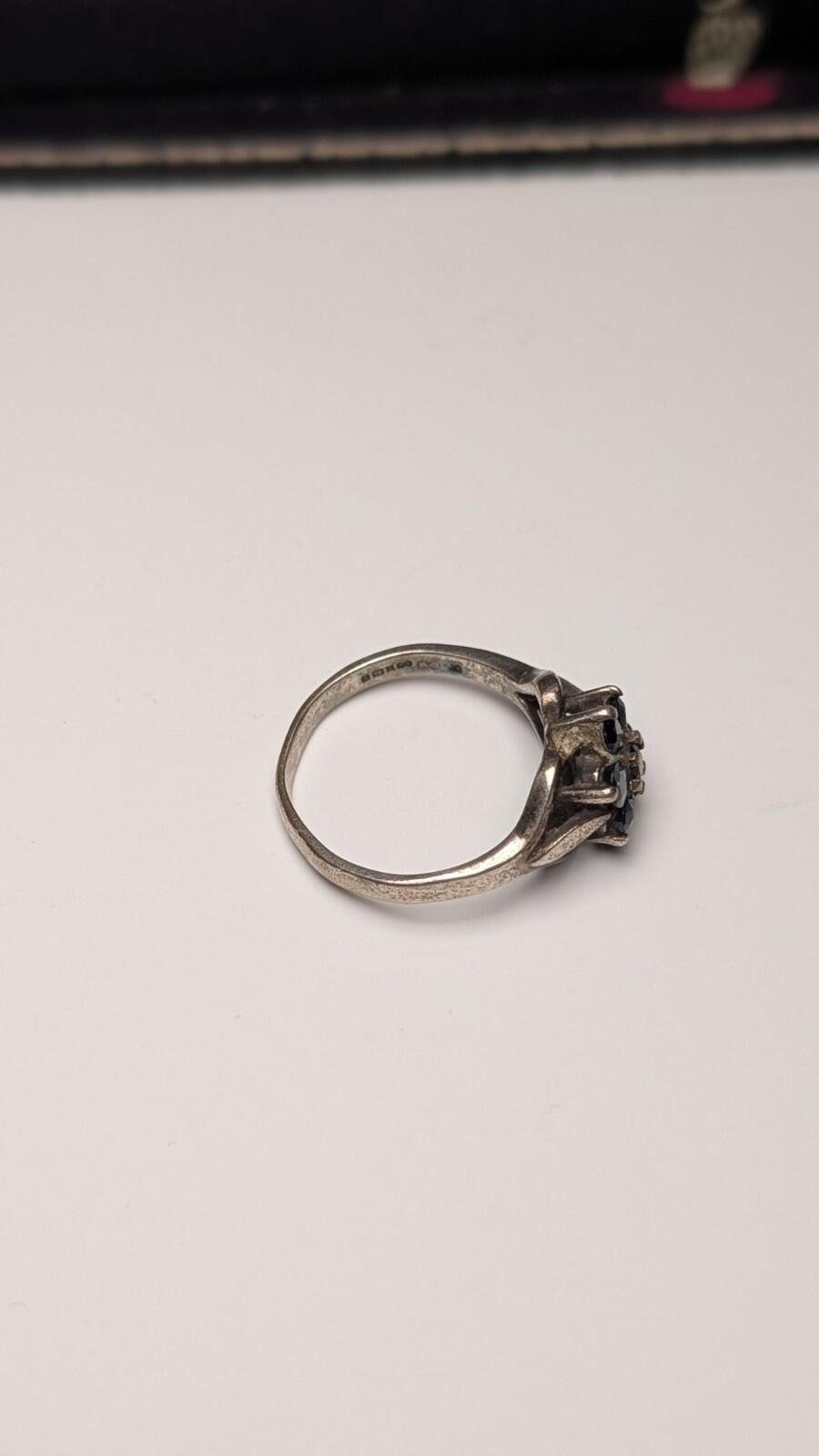 Vintage Sterling Silver 1981 Blue Gemstone Cluster Ring | Size P | 925 Silver - Image 5