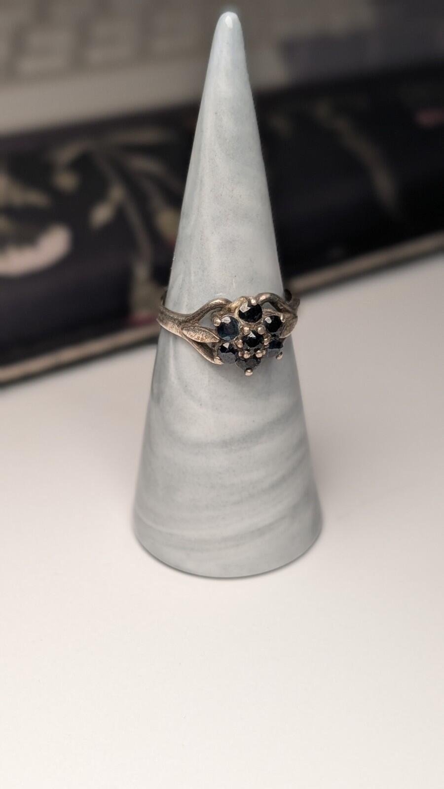 Vintage Sterling Silver 1981 Blue Gemstone Cluster Ring | Size P | 925 Silver - Image 7