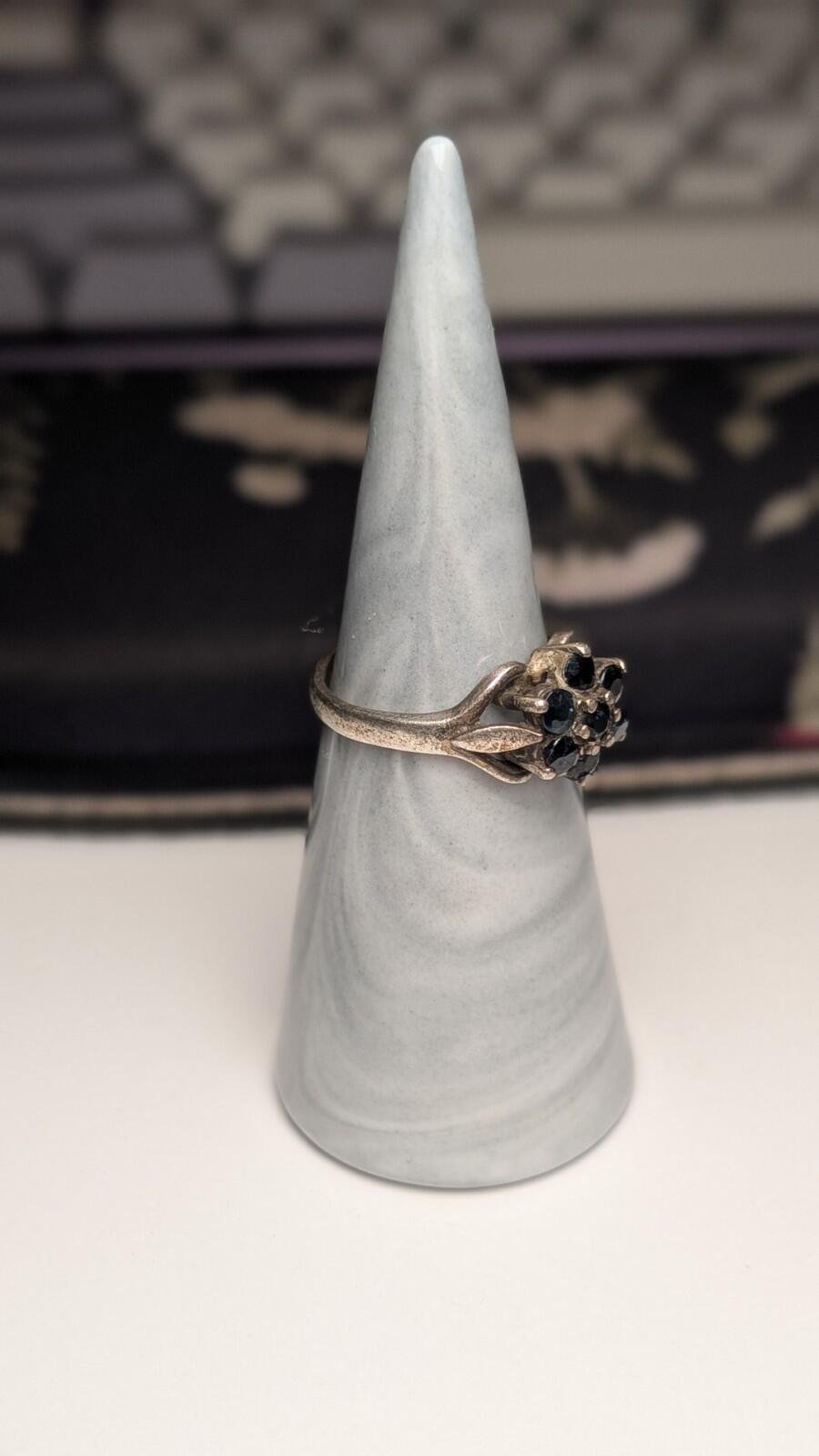 Vintage Sterling Silver 1981 Blue Gemstone Cluster Ring | Size P | 925 Silver - Image 8