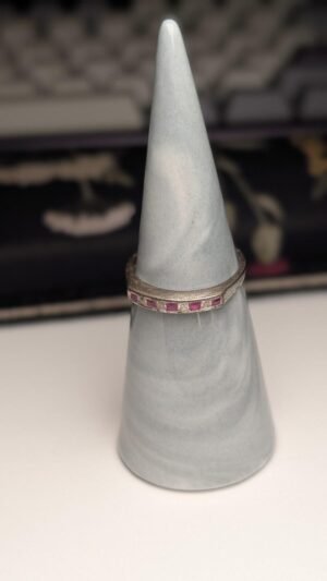 Vintage Sterling Silver Red Ruby and Clear Gemstone Ring | Size O | 925 Silver