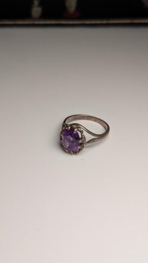 Vintage Sterling Silver Purple Amethyst Ring | Size M | 925 Silver