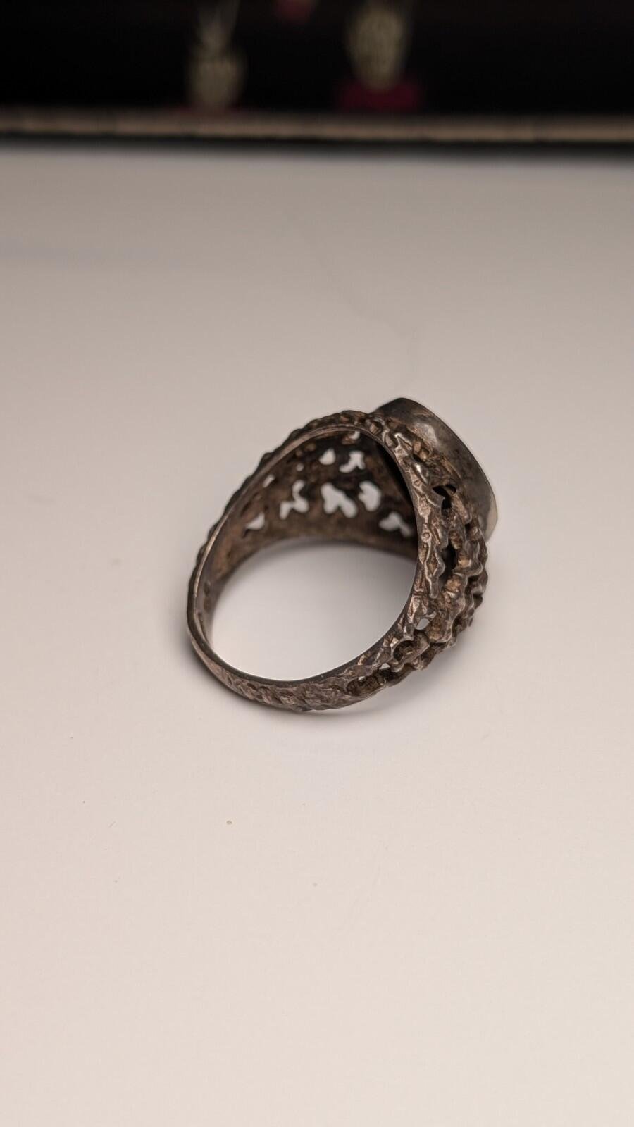 Vintage Sterling Silver 1975 Men's Flat Faced Black Onyx Signet Ring | Size S - Image 6