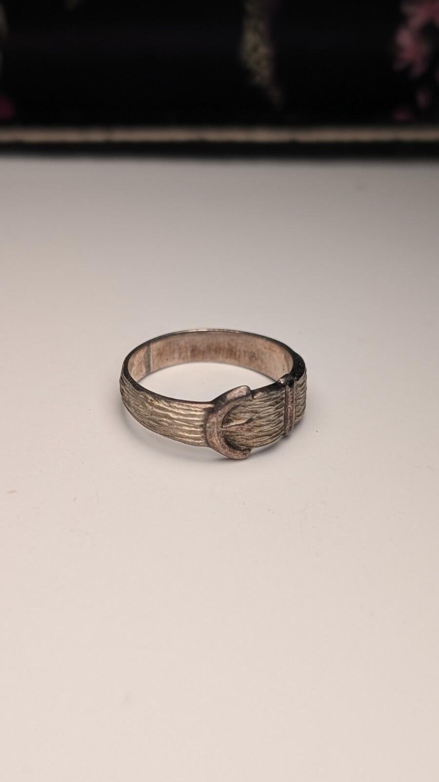 Vintage Sterling 1978 Birmingham Men's Belt Buckle Silver Ring | Size P 1/2 - Image 2